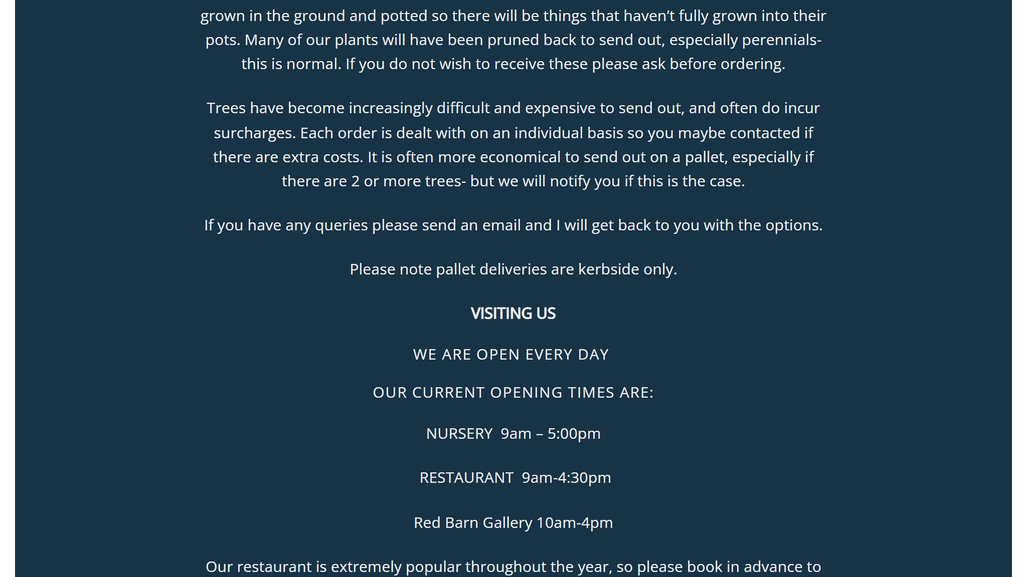 Larch Cottage Nurseries website scrolled view — built by MOTS Technologies