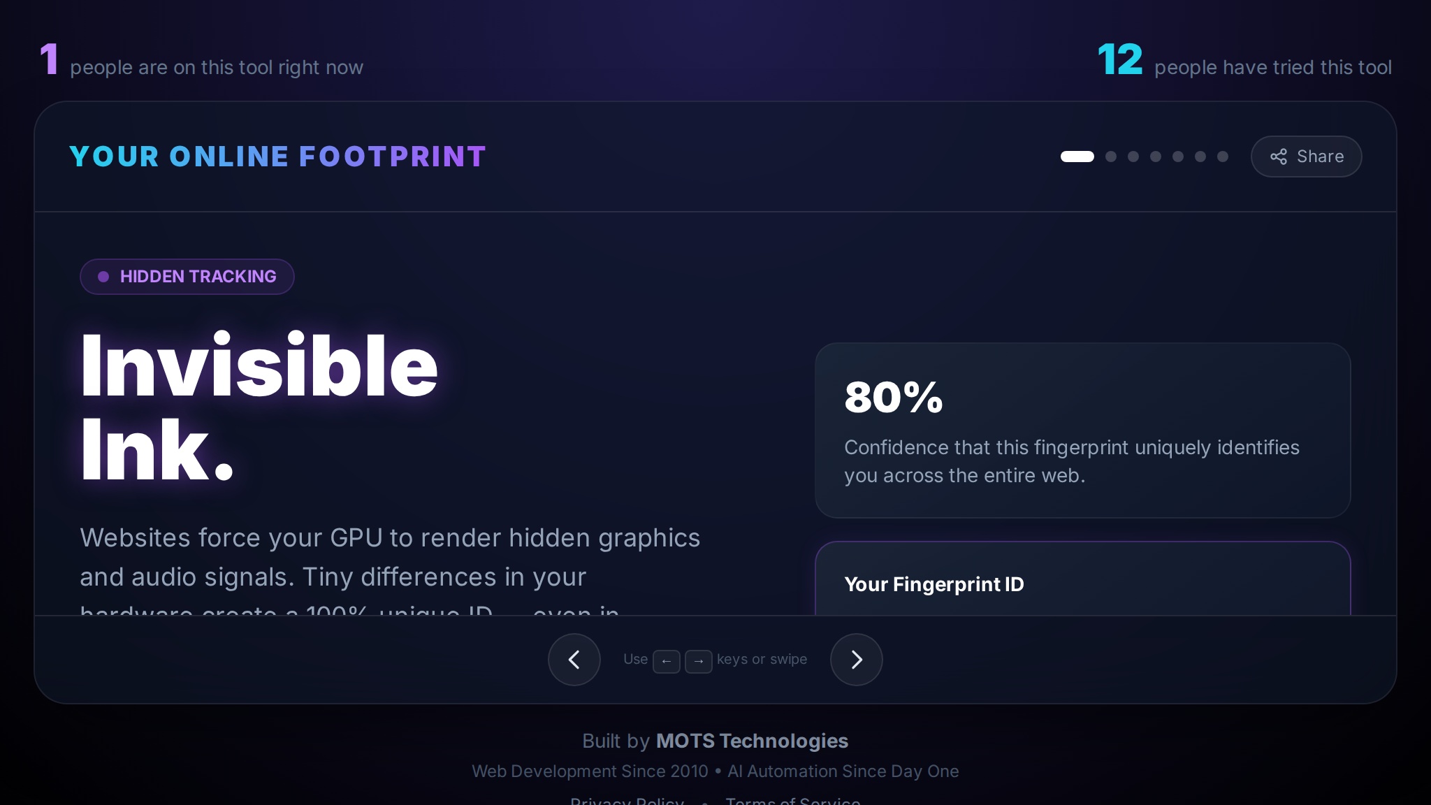 Screenshot of Your Online Footprint website — built by MOTS Technologies