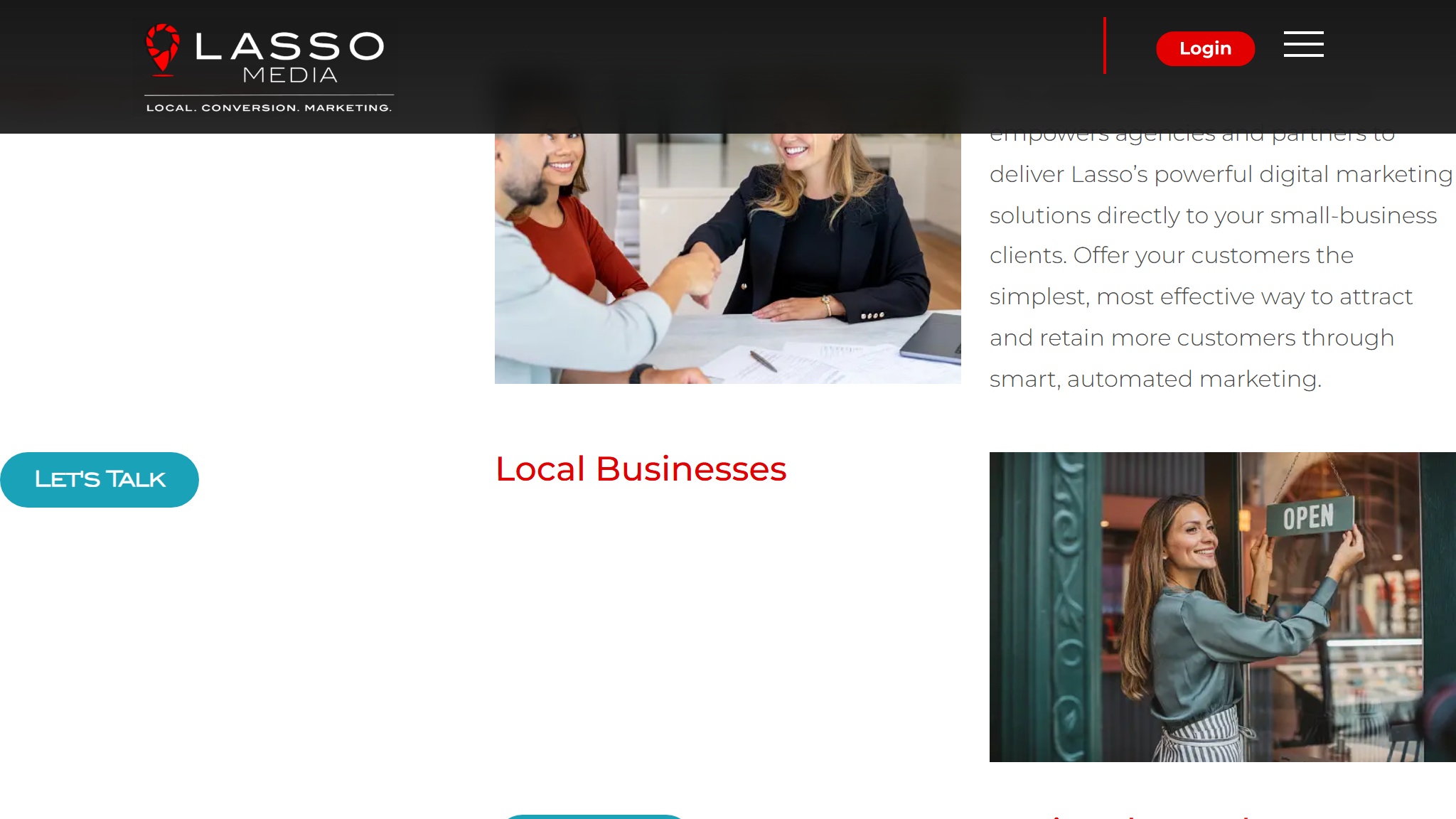 Lasso Media website scrolled view — built by MOTS Technologies