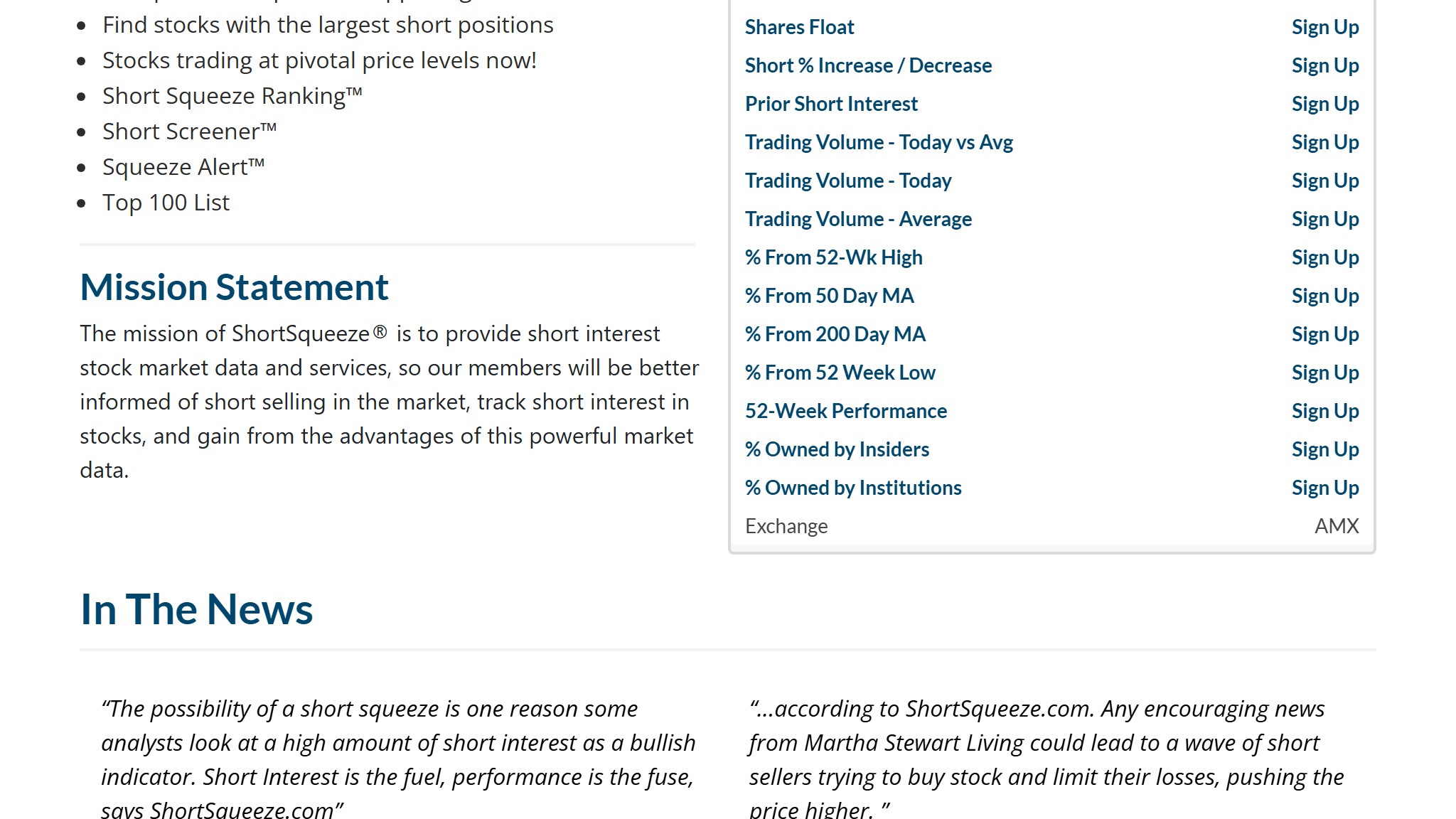 Short Squeeze website scrolled view — built by MOTS Technologies