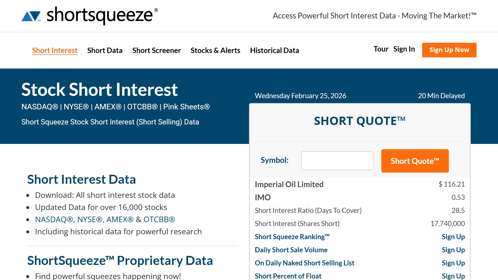 Screenshot of Short Squeeze website — built by MOTS Technologies