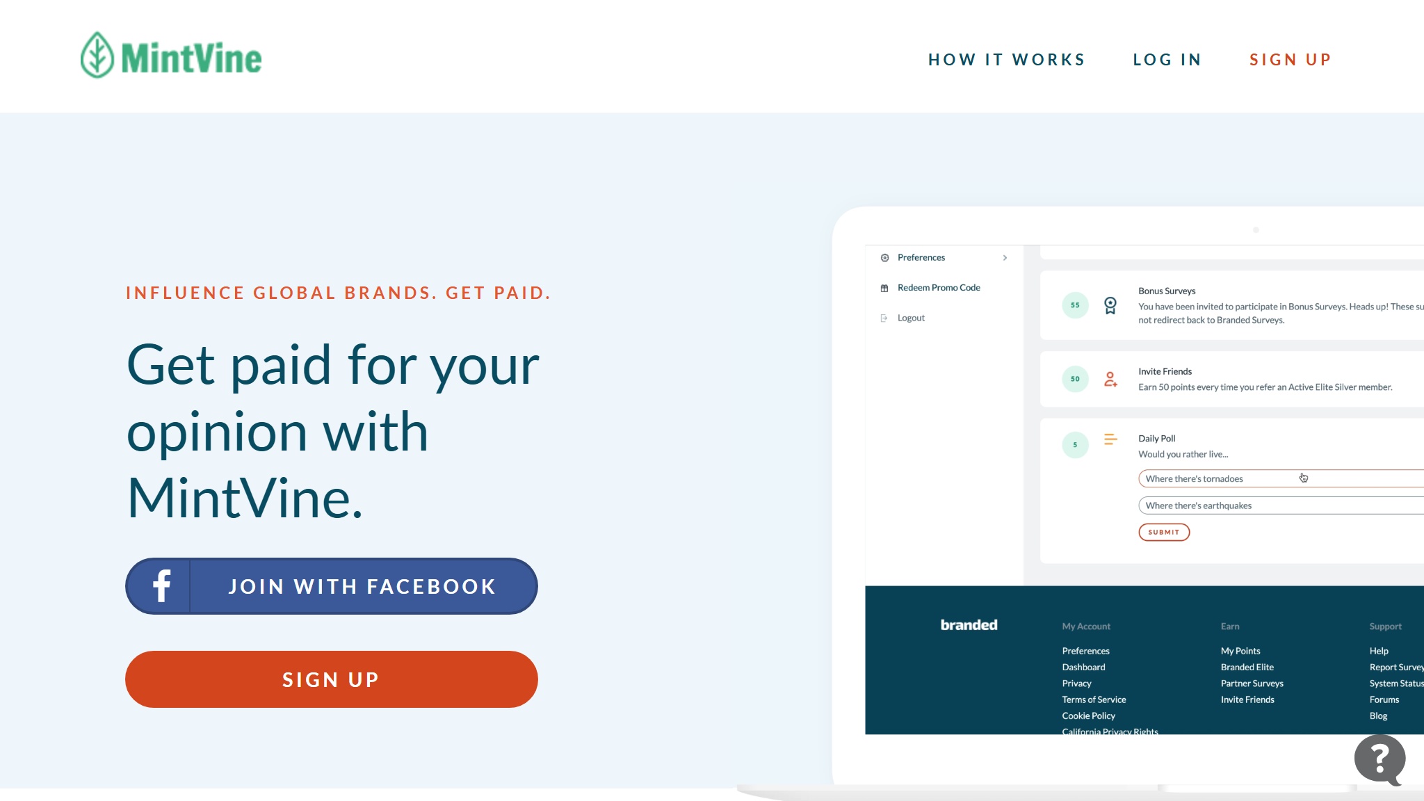 Screenshot of Mint Vine website — built by MOTS Technologies